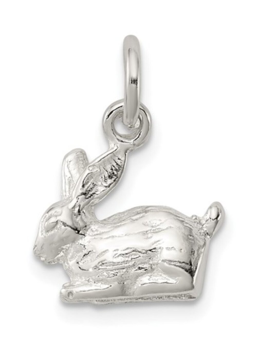 925 Sterling Silver Mini 3-D Easter Bunny Rabbit Bracelet Charm Necklace Pendant